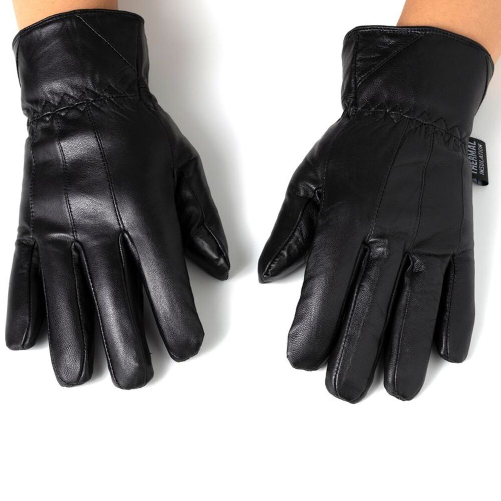 Alpine Swiss Mens Touch Screen Gloves Leather Thermal Lined Phone Texting Gloves - Picture 3 of 8